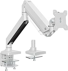 PUTORSEN Support Écran PC Moniteur, Lourd Premium Aluminium Bras Articulé Ergonomique Ressort à Gaz pour Écrans 17"-35", Hauteur Réglable Inclinaison Pivot et Fixation Bureau, 15 kg-White