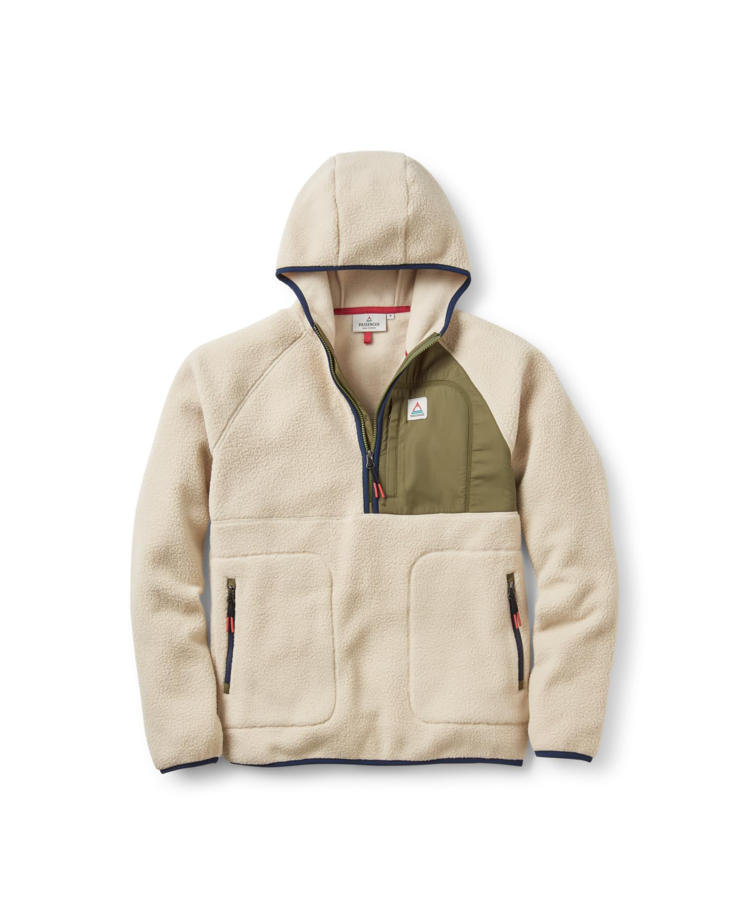Passenger Men's Ventura Half Zip Recycled Sherpa Fleece (UK, Alpha, XXL, Regular, Regular, Oatmeal/Khaki)