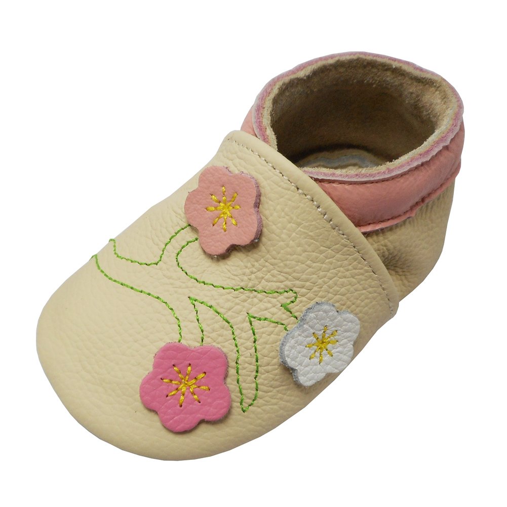YALION Baby Junge Mädchen Weicher Leder Lauflernschuhe Krabbelschuhe Babyhausschuhe mit Wildledersohlen