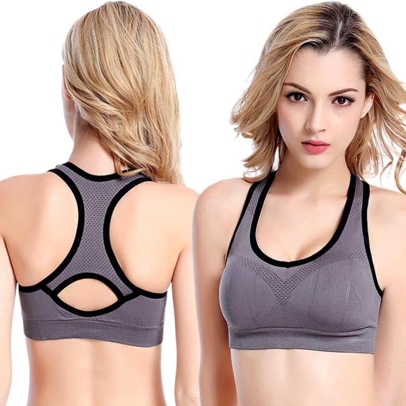 plumbury Nylon Blend Women's Padded Seamless High Support Racerback Sports Bra-picture-27