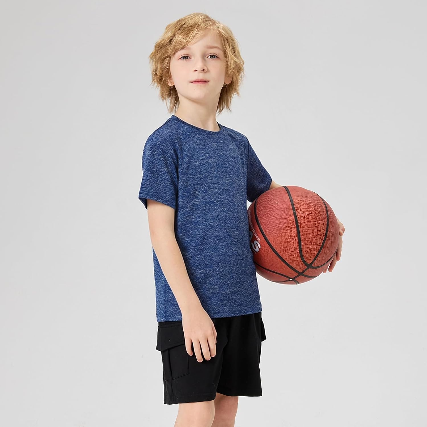 5-Pack Boys Shirts Youth Quick Dry Shirts for Boys Athletic Short Sleeve T Shirts Kids Performance Tees (5Y-18Y)