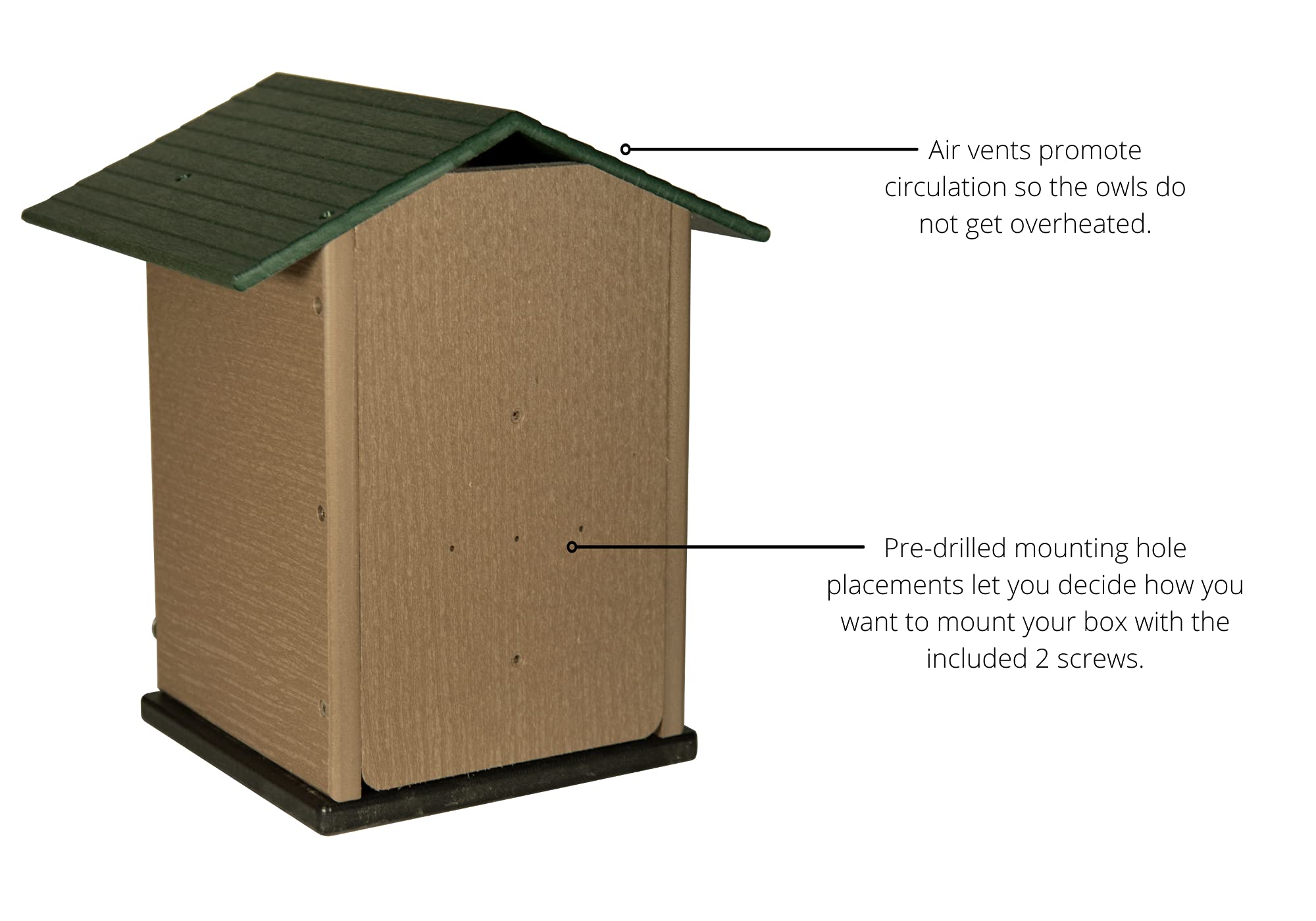 Ultimate Poly Screech Owl or Saw-Whet Owl House Nesting Box 082045032970-Poly