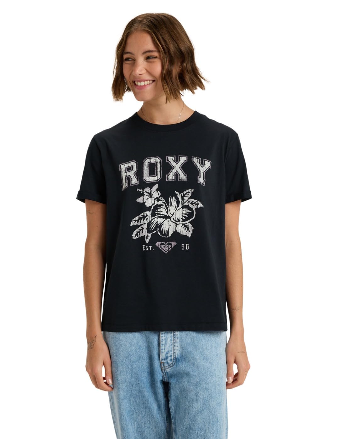Roxy T-Shirt Manche Courtes OCEANREGULAR Poster Femme Noir XXS