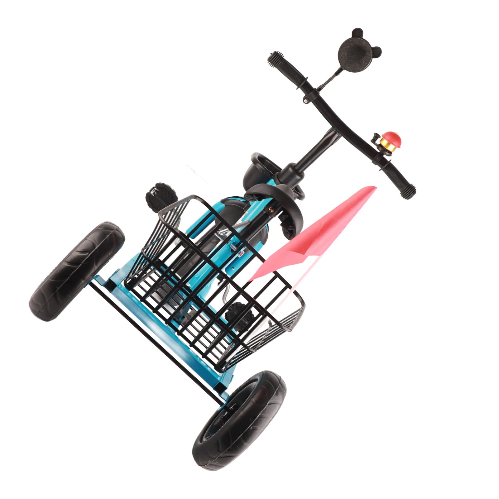 Triciclo para Niños con Cestas de Almacenamiento Delanteras y Traseras, Diseño Bonito y Cómodo para Niños de 2 a 6 Años, Material Metálico (Azul)