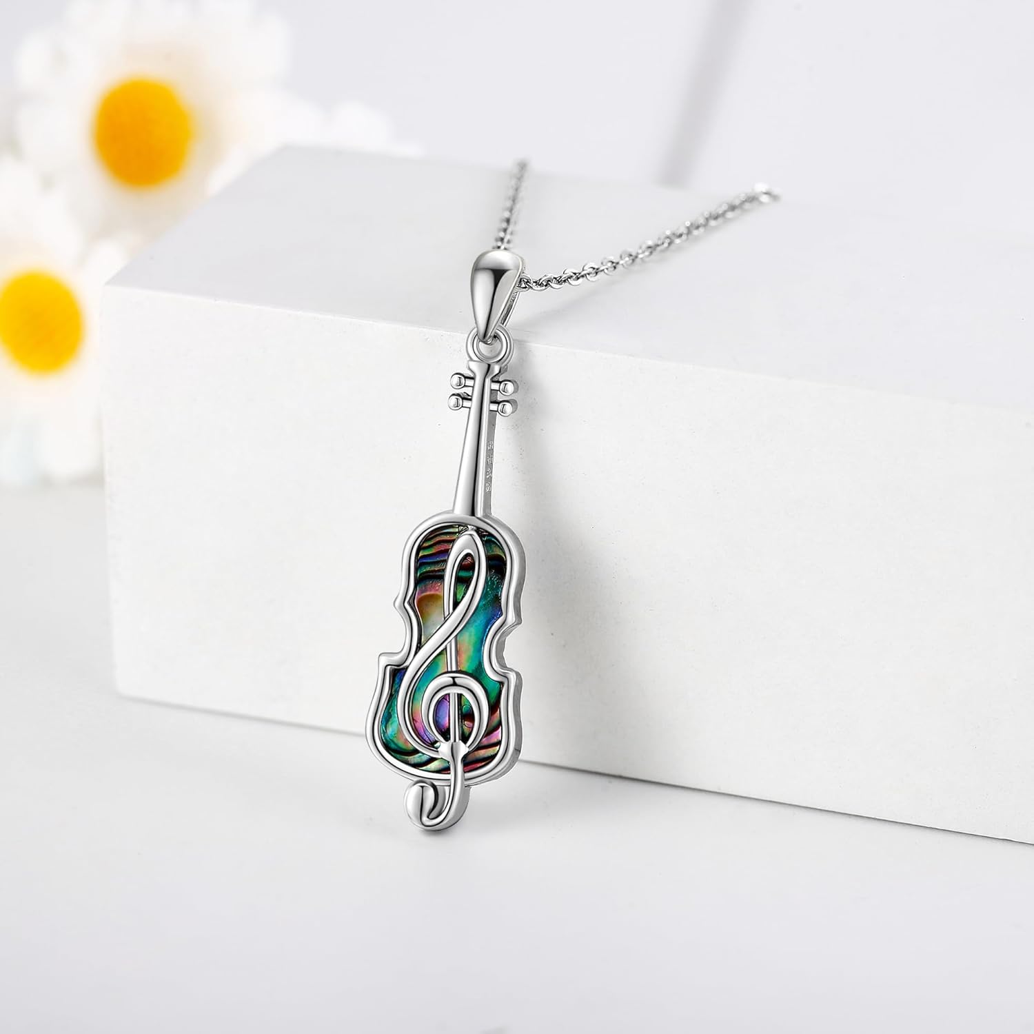 YAFEINI Music Necklace S925 Sterling Silver Violin/Harp/Kalimba/Piano Pendant Necklaces Music Jewelry Gifts for Women Mom Wife - Image 2