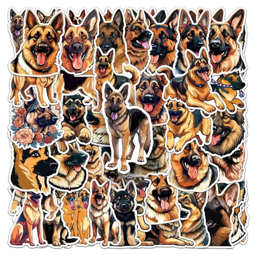 50Pcs German Shepherd Dog Stickers, Kids Teens Adults Dog Vinyl Laptops Decals for Water Bottle Luggage Phone Skateboard, Durable Decorate Bumper Mini Stickers (50Pcs German Shepherd Dog) - Image 7