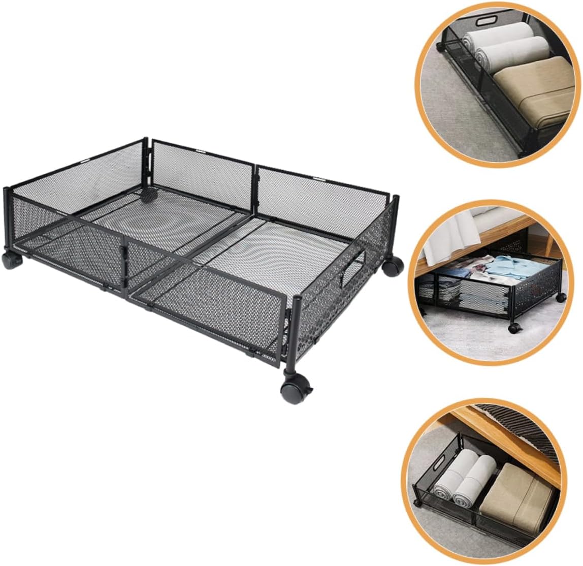 Foldable under Bed Storage Organizer Multi-purpose Container Wheels for Easy Access Frame for Sofa and Bed Storage Space-saving for Clothes and Blankets