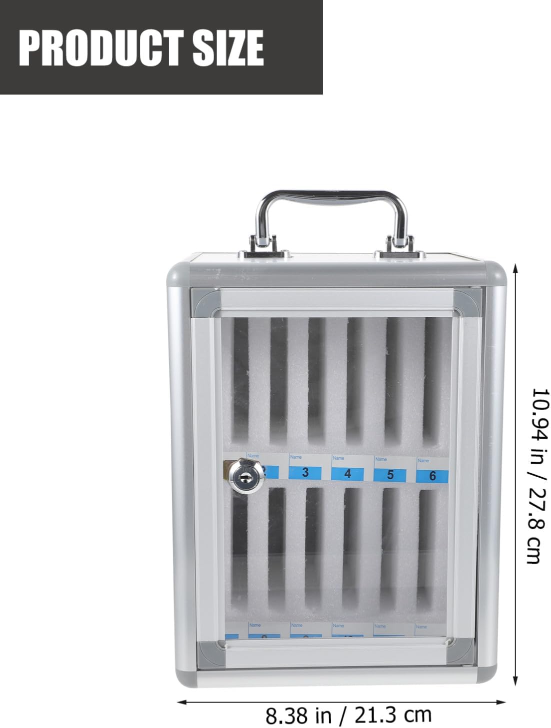 Mobile Phone Storage Locker Cabinet with 12 Slots Lockable Phone Organizing Box with Handle for Office and School Use