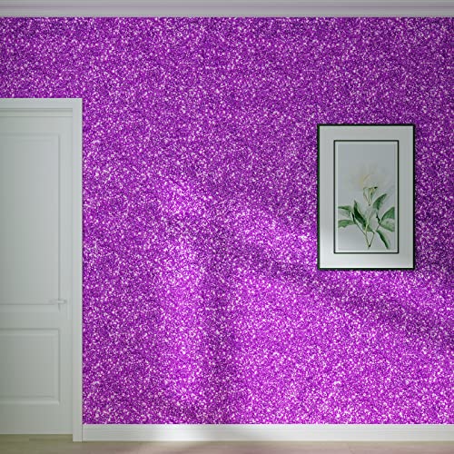 Decotalk Glitter Wallpaper Stick And Peel Purple Glitter Wallpaper 17.7"X120" Glitter Contact Paper Purple Wallpaper Violet Sequins Glitter Wallpaper For Walls Removable Chunky Glitter Vinyl For Craft #TOP3