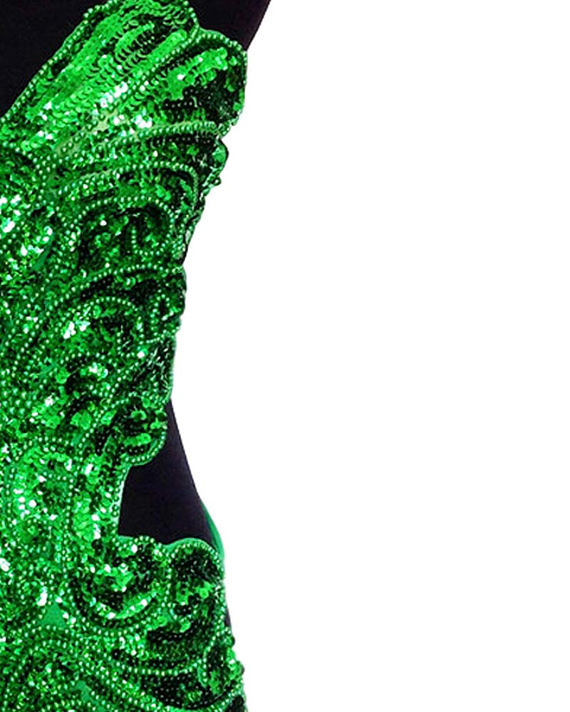 Grouptap Latin Women Dance Fancy Sequin Backless Ballroom Star Show Dress Blue/Green top (no Skirt) for Tango Samba Rumba Ladies Outfit