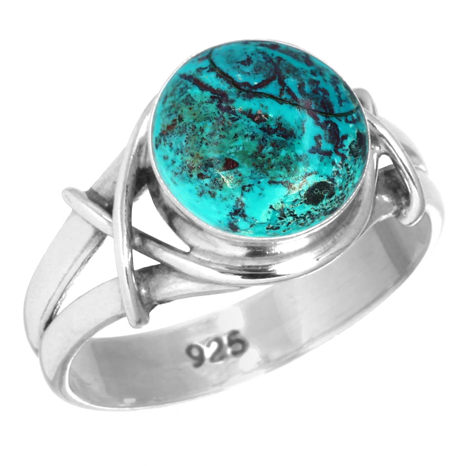 925 Sterling Silver Handmade Ring for Women 10 MM Round Gemstone Fashion Jewelry for Gift (99085_R)