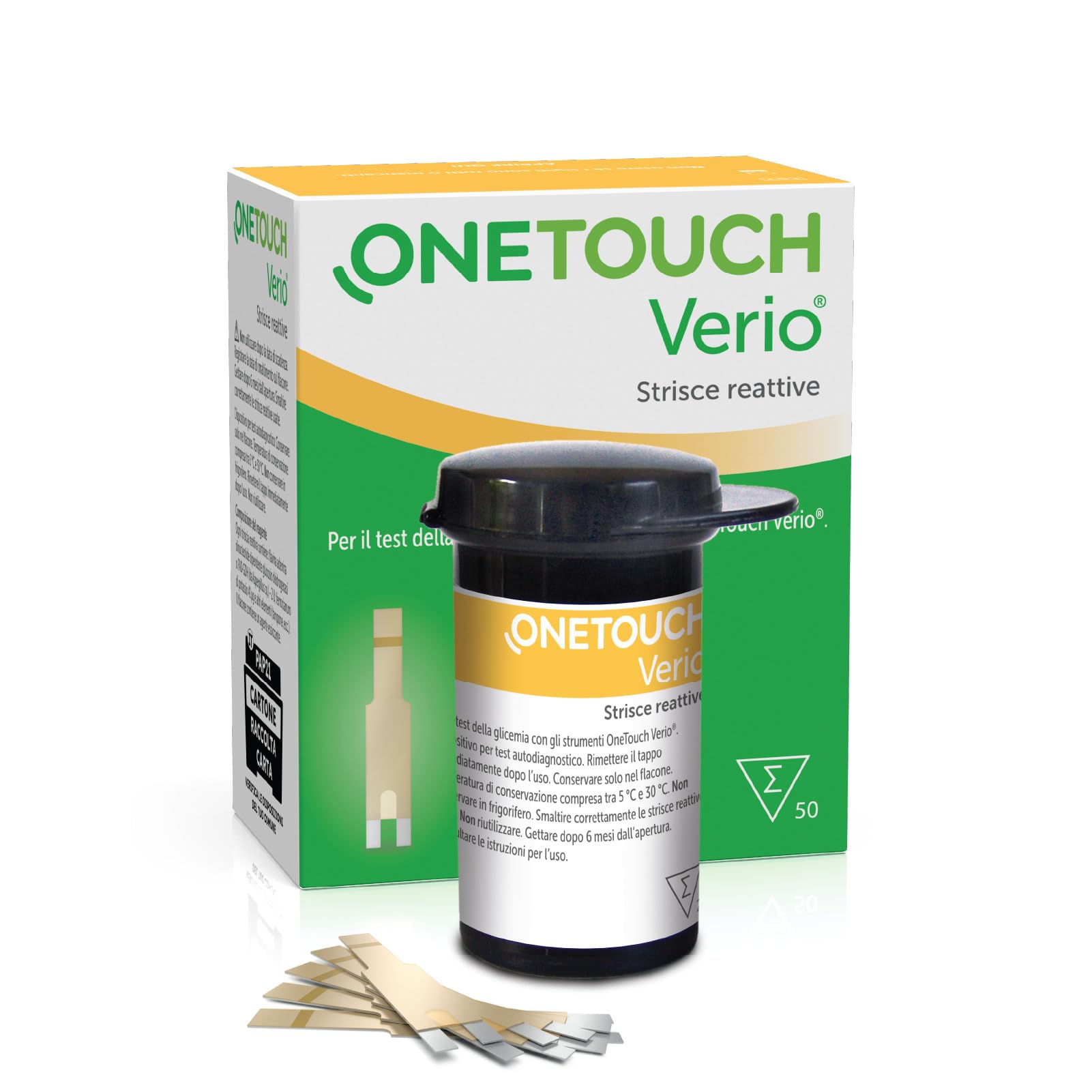 OneTouch Verio® Strisce reattive per 50 test glicemici per l'automonitoraggio della glicemia I 1 confezione contenente 50 strisce reattive