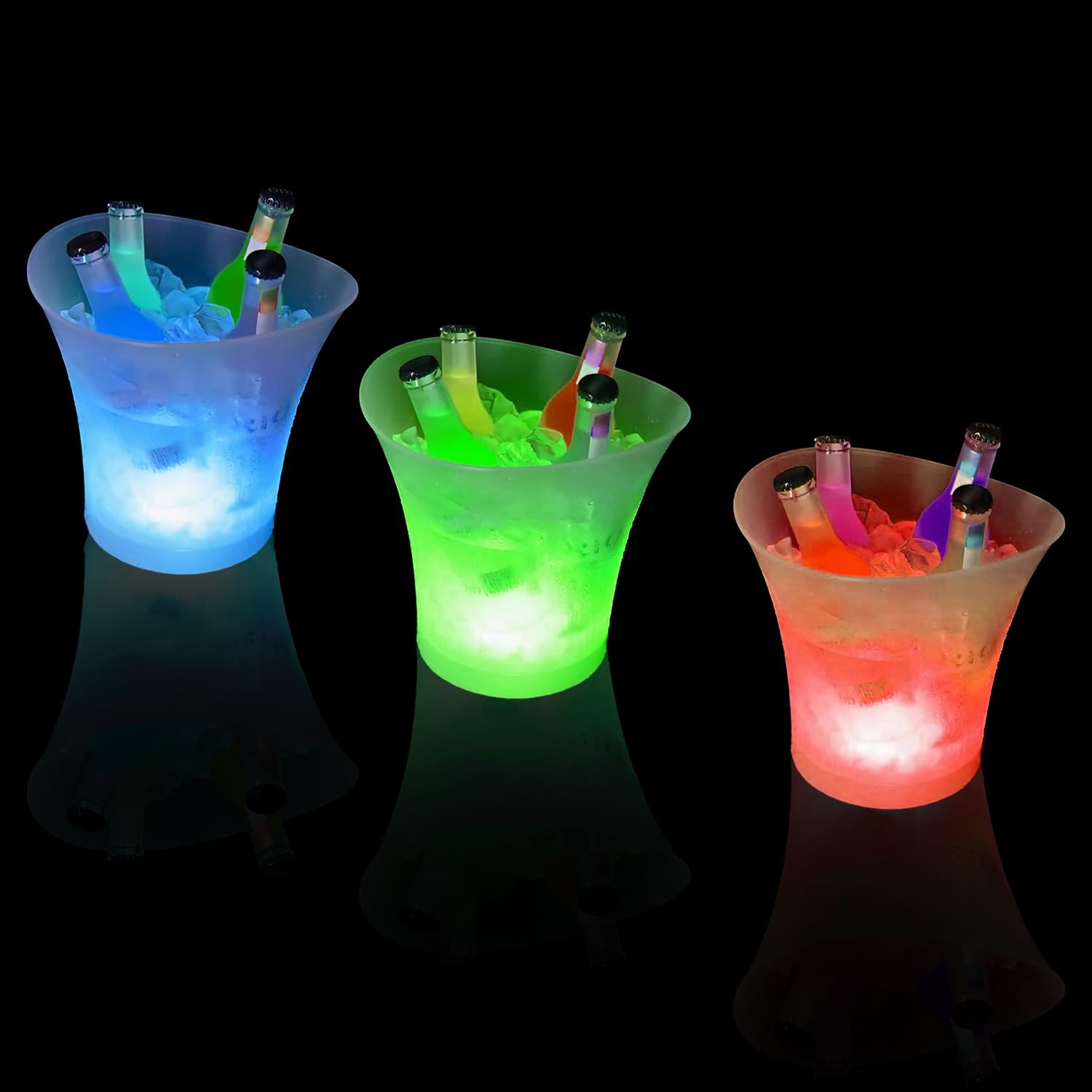 SMETA Ice Bucket,5L Large Capacity Lighted Champagne LED Ice