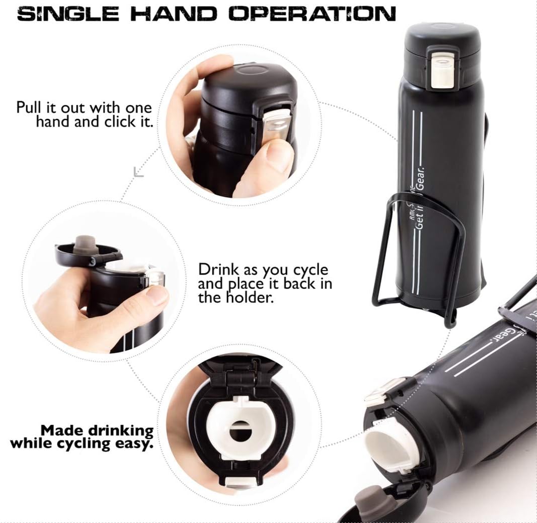 Bike Bottle Holder "Pro set" with Thermos Bike Bottle OR "Exrta set" with additional Cage Mount - No Screws! Perfect Cage – Adjustable & Anticorrosive with 16 oz Thermos ! (2-Parts Set, Pro) : Sports & Outdoors