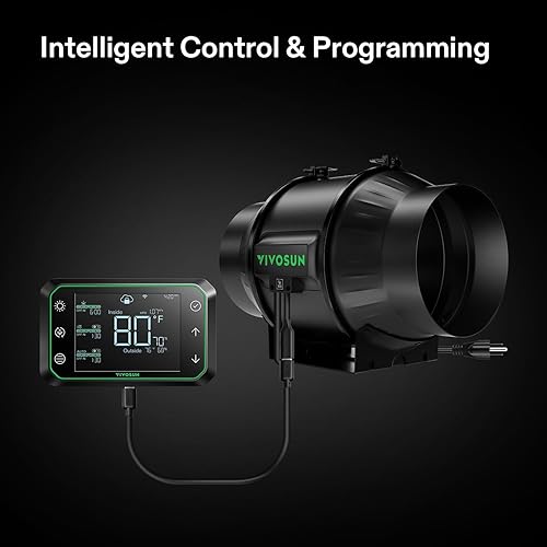 Miniatura 6 de VIVOSUN AeroZesh - Ventilador de conducto en línea T6, silencioso ventilador de escape de ventilación de 6 pulgadas 408 CFM con motor EC y