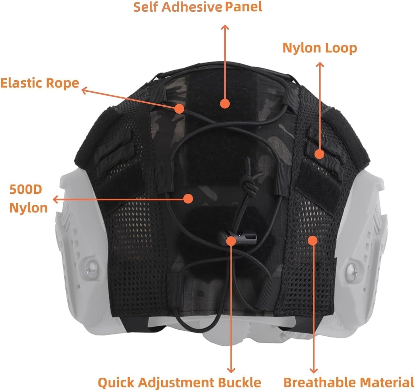 Juego De Casco Táctico Fast Airsoft con Orejeras, Tela Protectora, For Caza, CS, Paintball Y Equipo De Entrenamiento