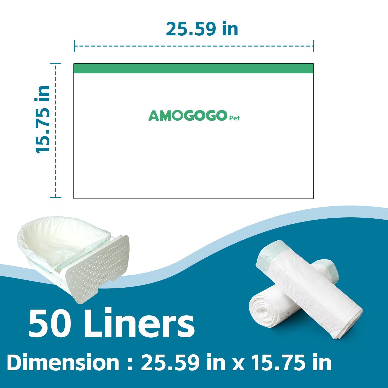 Paquete de 50 bolsas de arena compatibles con autolimpieza para caja de arena Young & ProX y Ultra, bolsas de basura de repuesto automáticas con cordón, 25.6 x 15.75 pulgadas