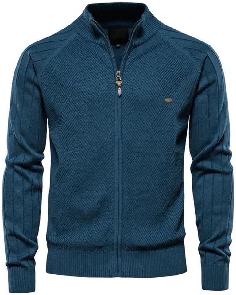 Men Solid Color Jackets Casual Zipper Cotton Sweaters Cardigans for Men