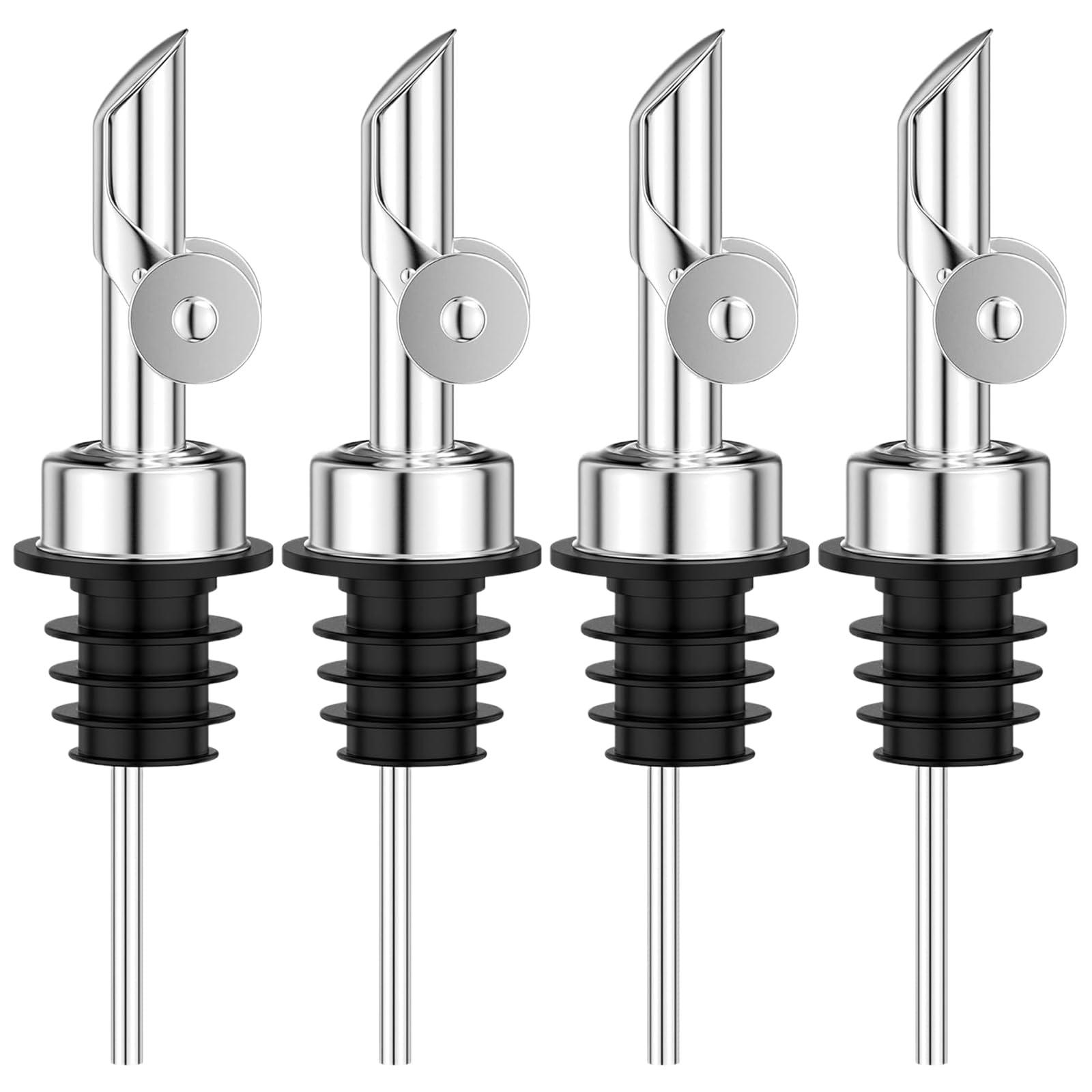 4 Piezas Vertedores de Licor de Acero Inoxidable, Vertedor de Acero Inoxidable Automático, Vertedor de Botellas, Sello Hermético, para Vino, Licores, Aceite de Oliva, Jarabe, Vinagre