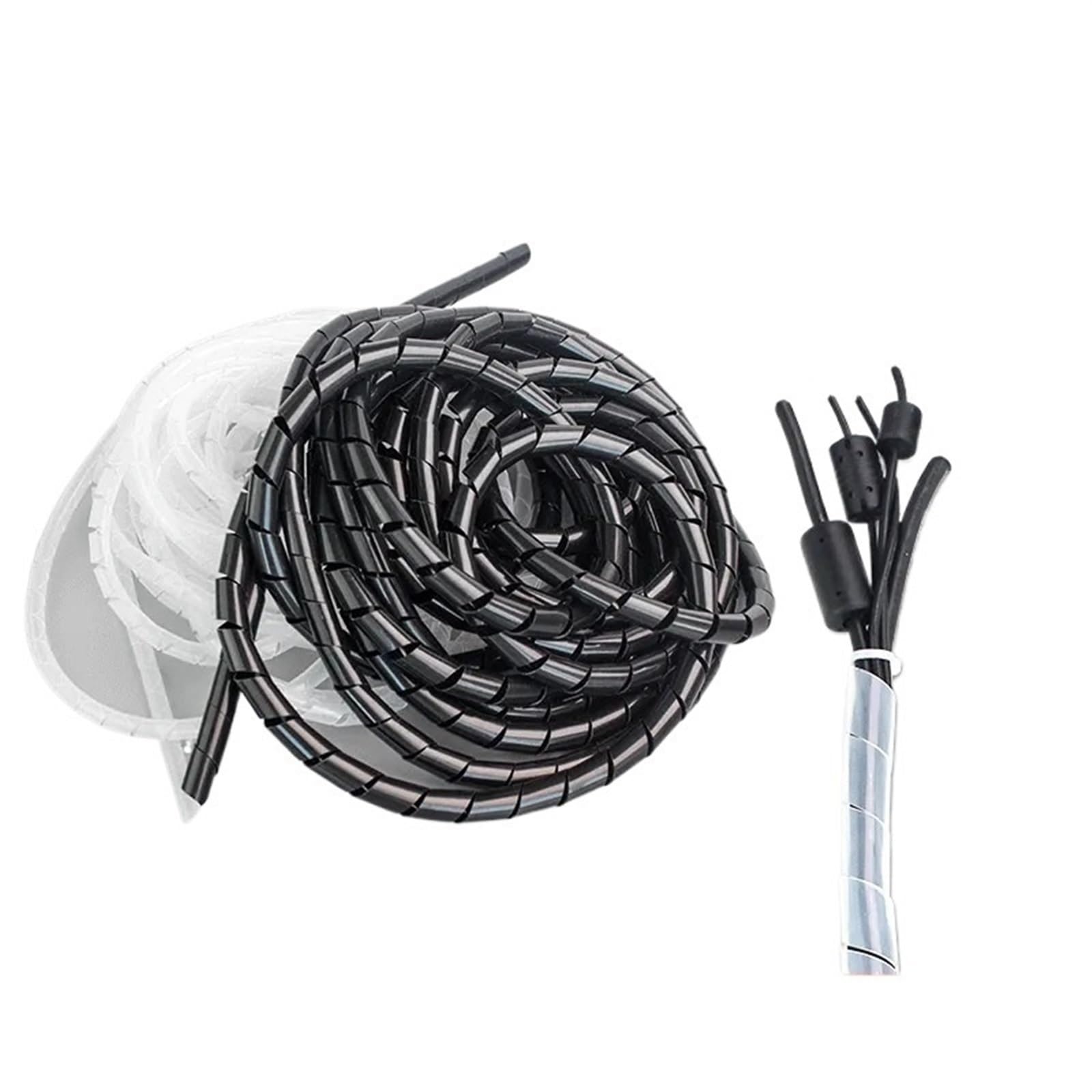 Manguito de gestión de cables flexible en espiral,Tubo enrollable para cables(White,4mm x 20 meter)