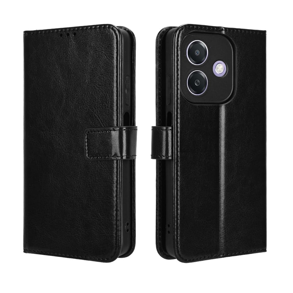 zZjoOoj Cover per OPPO A40 / Oppo A40M / OPPO A60 5G, Custodia Libro in PU Pelle Portafoglio, Case Antiurto Soft con Porta Carte e Chiusura Magnetica, Funzione Stand (Nero)