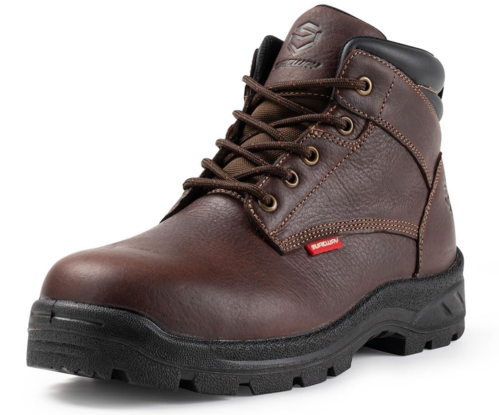 SUREWAY Men's Waterproof Steel/Soft Hiking Work Boots, Lightweight Ultility Lace Up Round Toe Shoes,Water Proof Tactical Military Outdoor Ankle Mens Boot for Construction, Roofing, Hunting