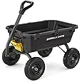 BILT HARD 7 Cu.Ft. 13" No-Flat Tires Poly Yard Dump Cart with 2-in-1 Convertible Handle, 1200 lbs Capacity Heavy Duty Lawn Tractor Cart