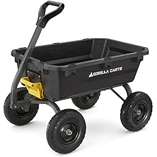 BILT HARD 7 Cu.Ft. 13" No-Flat Tires Poly Yard Dump Cart with 2-in-1 Convertible Handle, 1200 lbs Capacity Heavy Duty Lawn Tractor Cart