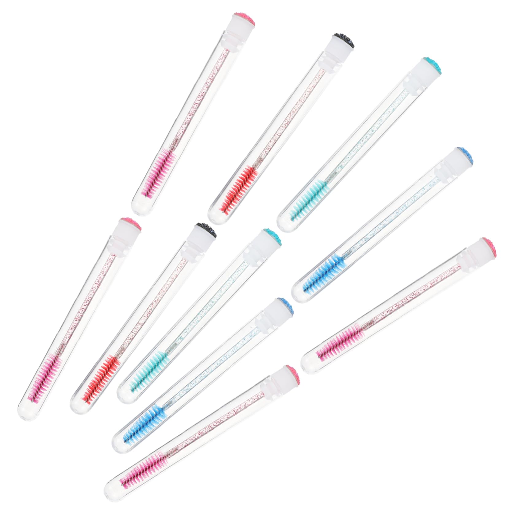 TOVINANNA Portable Eyelash Applicator Set 10pcs Eyebrow Brush Tube Makeup Eyelash Tool Screw-type Head for Natural Lash Roots Random