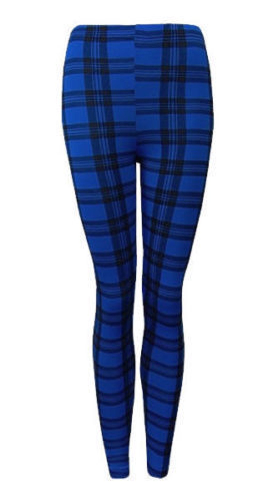 GUBA Leggings Printed Jeggings Full Length Ladies Women Stretchy Pants Skinny Trouser Blue Tartan