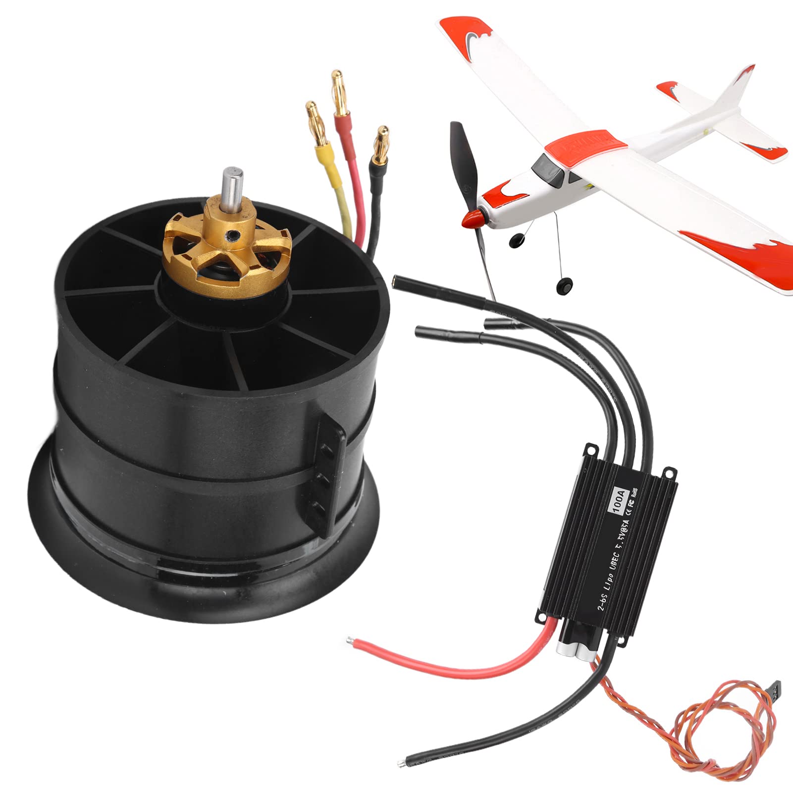 Zestaw wentylatorów kanałowych EDF 1450KV, odporność na wysoką temperaturę Silnik QX 90mm Zestaw EDF z 12-ostrzowym wentylatorem kanałowym 100A ESC do samolotu RC
