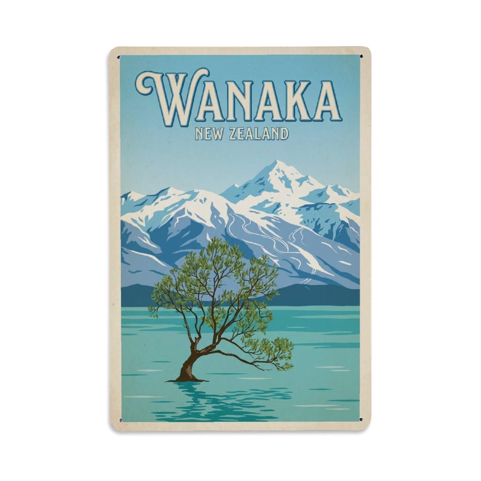 Metal Tin Sign Vintage New Zealand Wanaka Travel