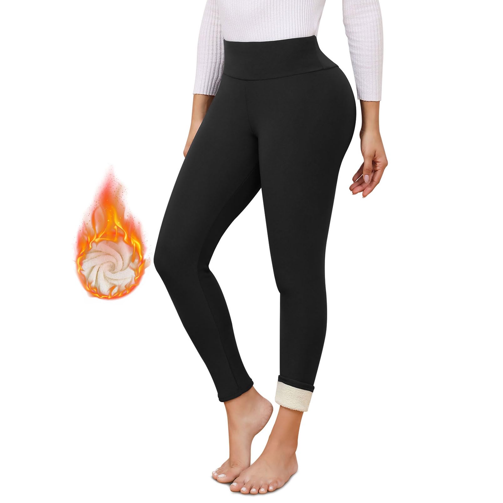 TMEOG Leggins Invernali Donna Pantaloni Termici Leggings Felpati Pantacollant Vita Alta Fuso Termico Pantaloni Elasticizzati Leggings Curvy in Pile de Yoga Corsa Pilates per Donna