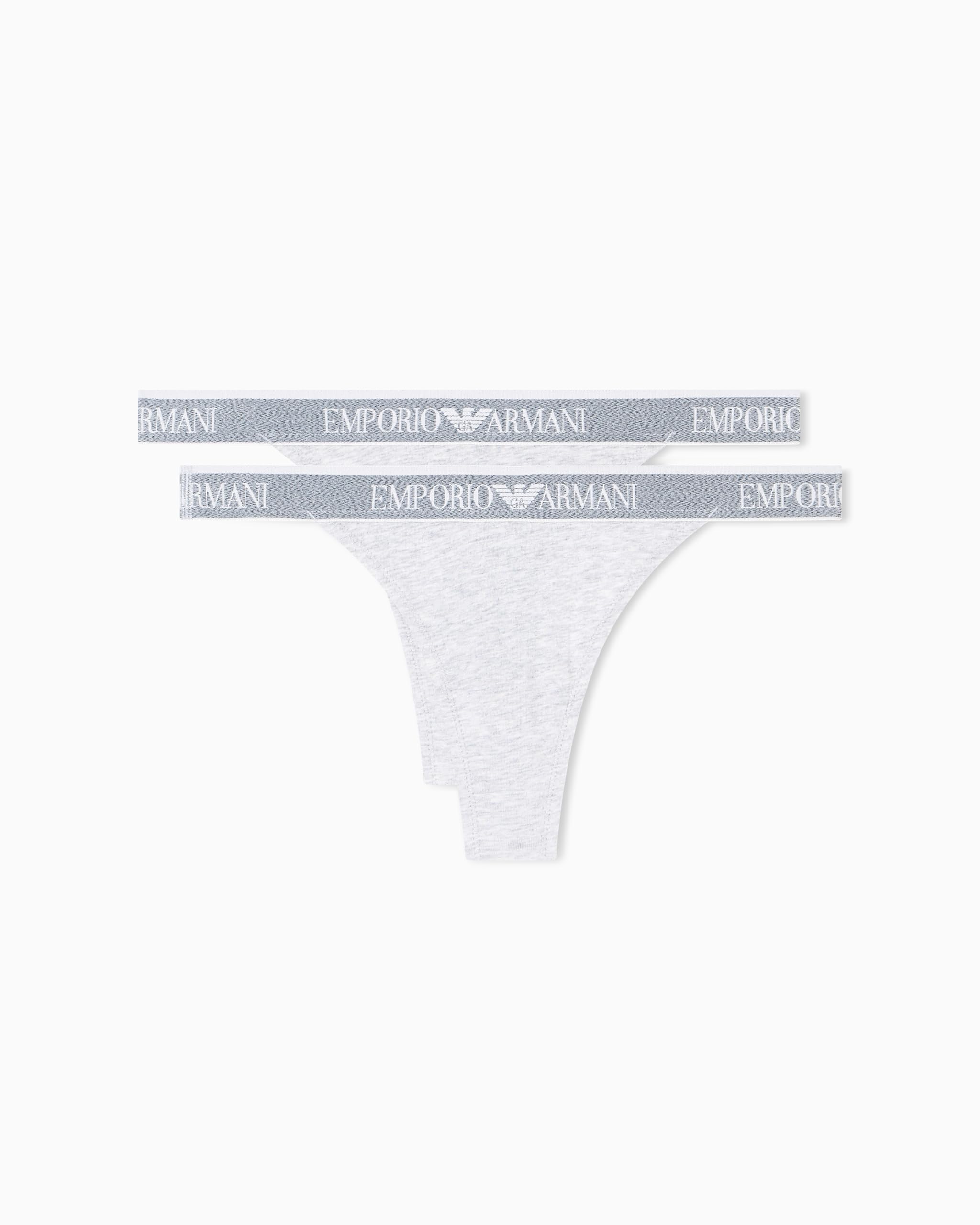 Emporio Armani Woman's Iconic Logoband 2-Pack T-Thong Grey XL