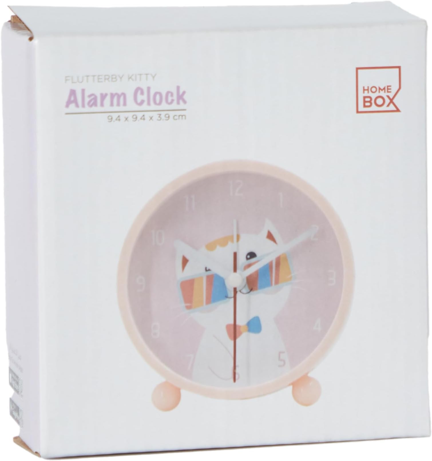 HomeBox Flutterby Kitty Alarm Table Clock - 9.4x9.4x3.9 cm
