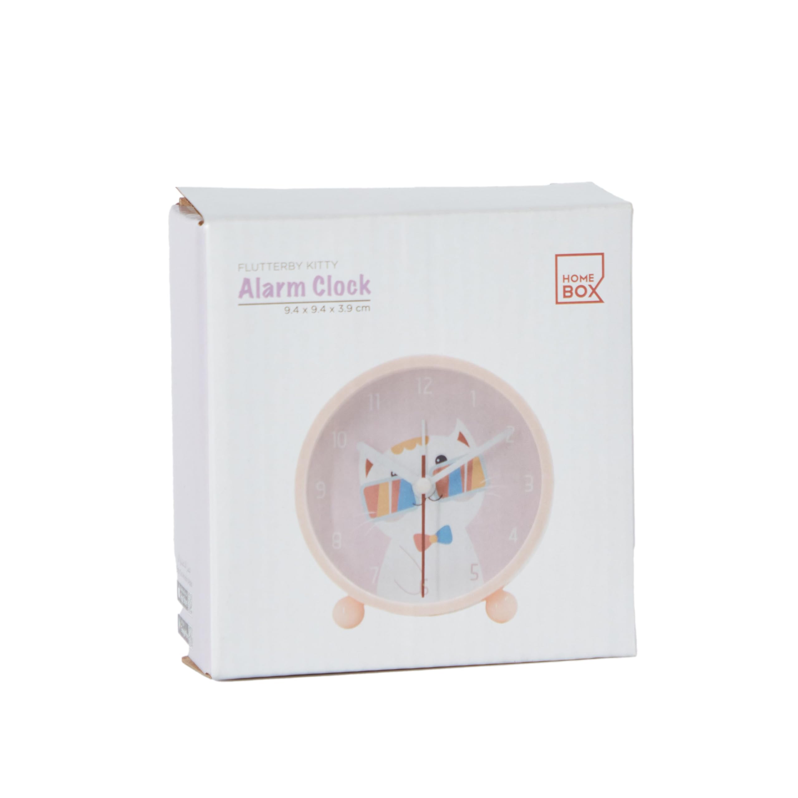 HomeBox Flutterby Kitty Alarm Table Clock - 9.4x9.4x3.9 cm