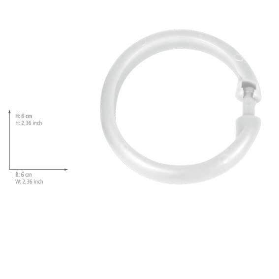 Wenko Hooks for shower curtain, 12 piece, large, white