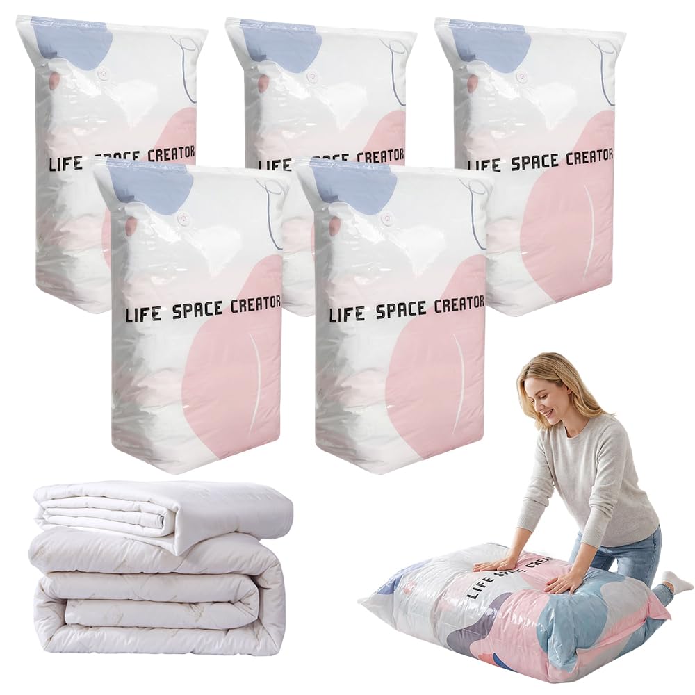 2026 New Vacuum Storage Bags No Pump Needed, Extra Large Space Saver Compression Bags for Clothes, Duvet, Comforters, Blankets & Bedding, for Home, Travel & Wardrobe (5, 100x80x30cm)