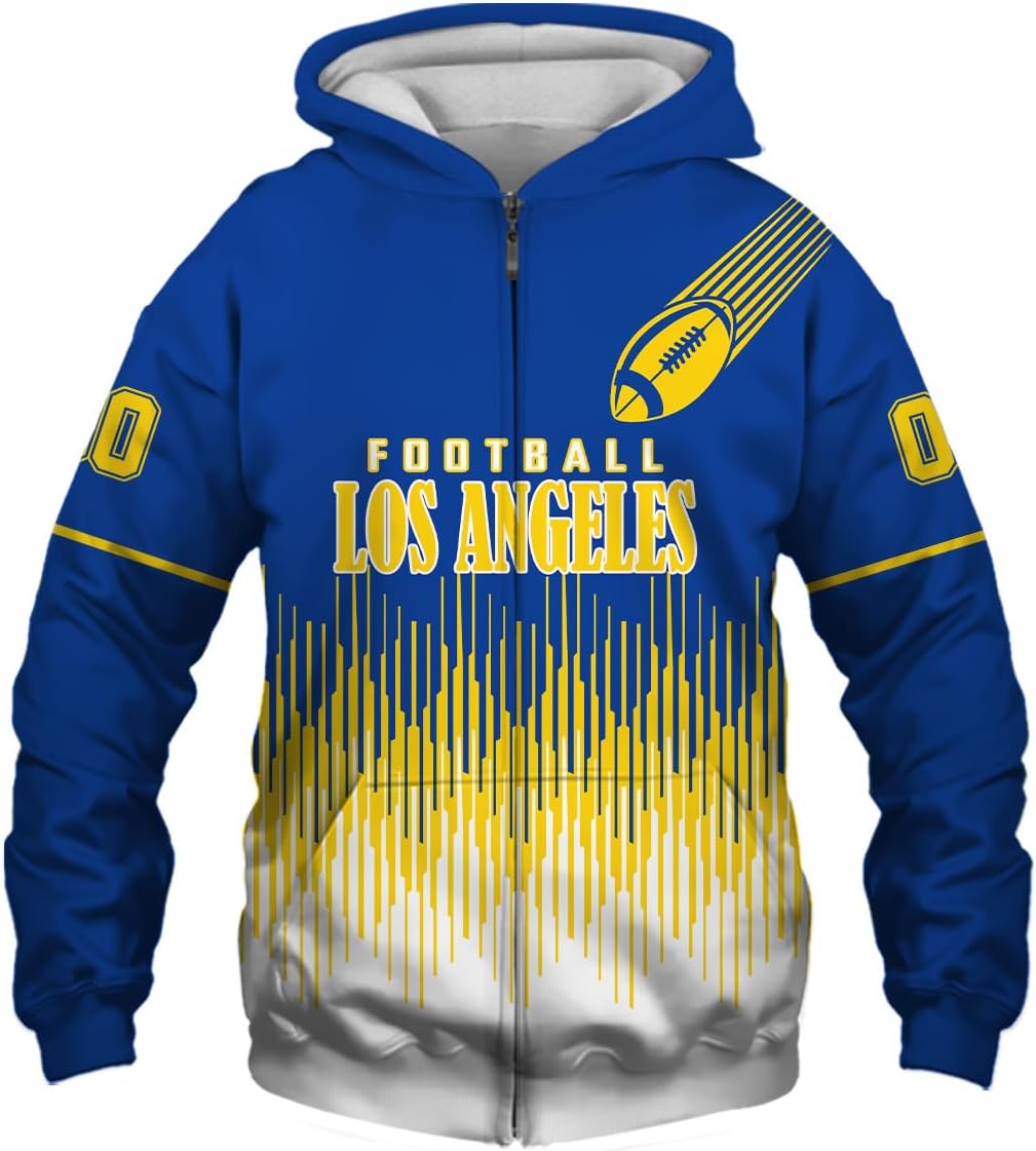 Custom Football Colors Zip up Hoodie Team Name Number Personalized Men Fan Customize Hoodie