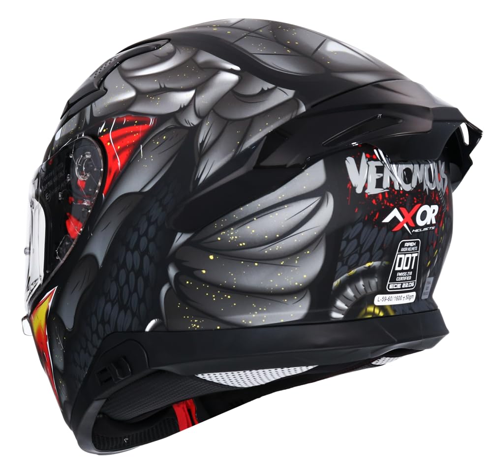 Casco Integral AXOR Apex Venomous DV Negro Mate Gris Totalmente Homologado (M 57/58)