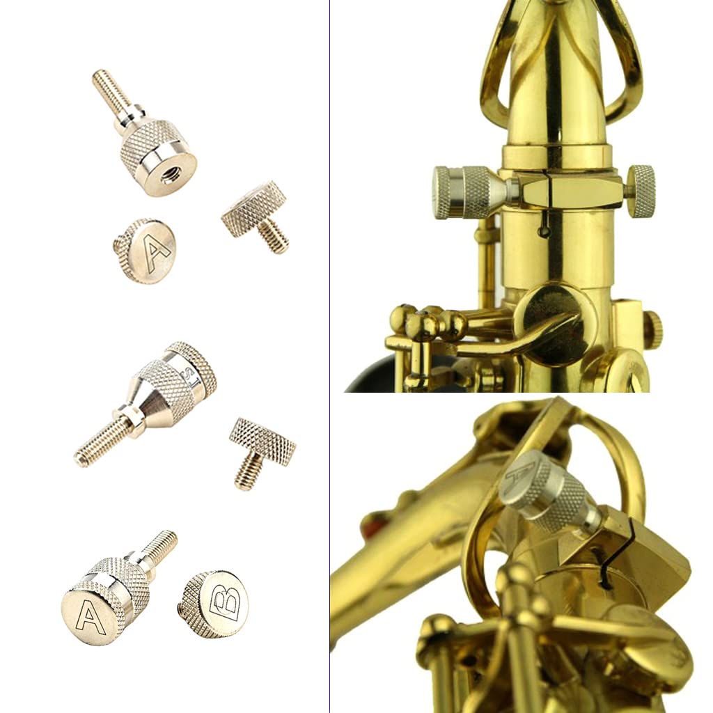 Alnicov Copper-Nickel Saxophone Neck Tighting Screws Sax Curved Neck Fixed Screw for Alto Tenor Soprano Saxophone Repair Parts - Thread Diameter 4mm