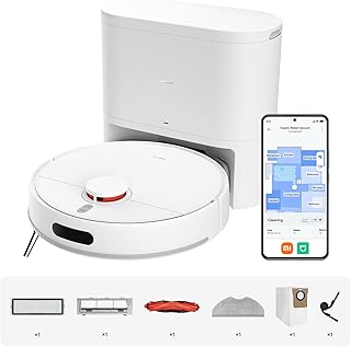 XIAOMI Robot Vacuum, All-In-One Vacuum Cleaner and Floor Scrubber 10,000Pa, High Precision Mapping with LDS Ideal for Shor…