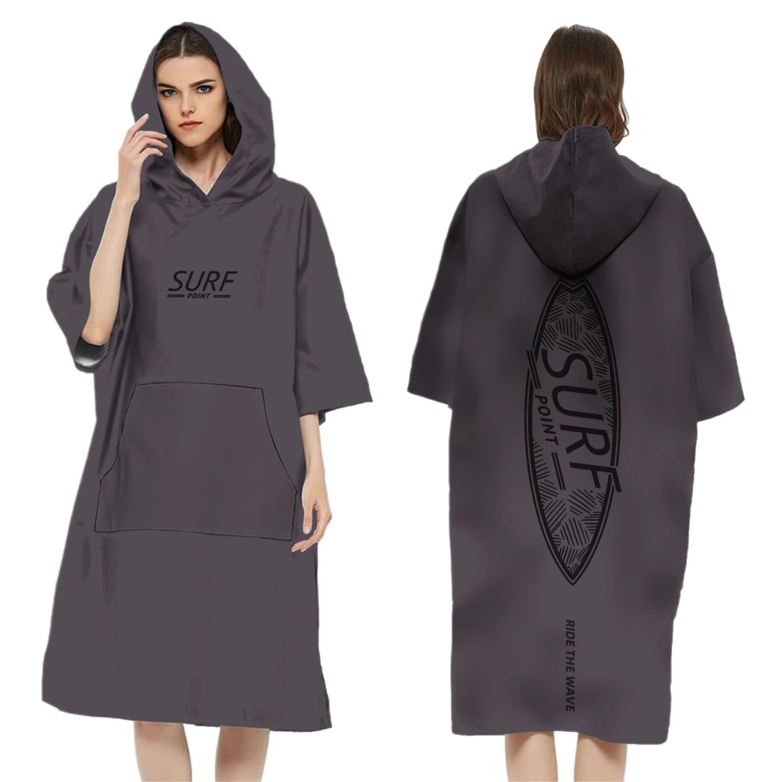 ATEUXOL Quick-drying Surf Poncho Microfiber Poncho Towel Surf Beach Wetsuit Changing Bath Robe with Hood Water Sports Quick-dry for Adults Men Women(Color7)