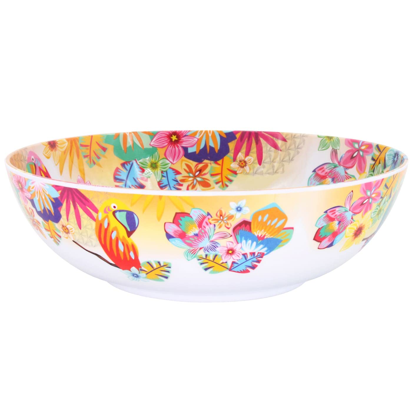 Les Jardins de la Comtesse - Grand Saladier en Mélamine - Perroquets de Bahia - 4L / Ø 31 cm - Multicolore - Service de Table de la Vaisselle Quasi-Incassable MelARTmine
