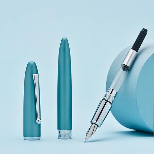 Miniatura 6 de Asvine Hongdian 620 Pluma estilográfica de metal azul punta extra fina pluma clásica pluma oficina escritura con caja de metal