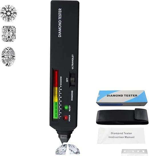 Diamond Tester Real Diamonds Tester High Accuracy Diamond Tester with Ultraviolet (UV) Light, Professional Diamond Tester Pen Jeweler Tool Gem Tester for Retail Jewelers, Novice and Expert Tool