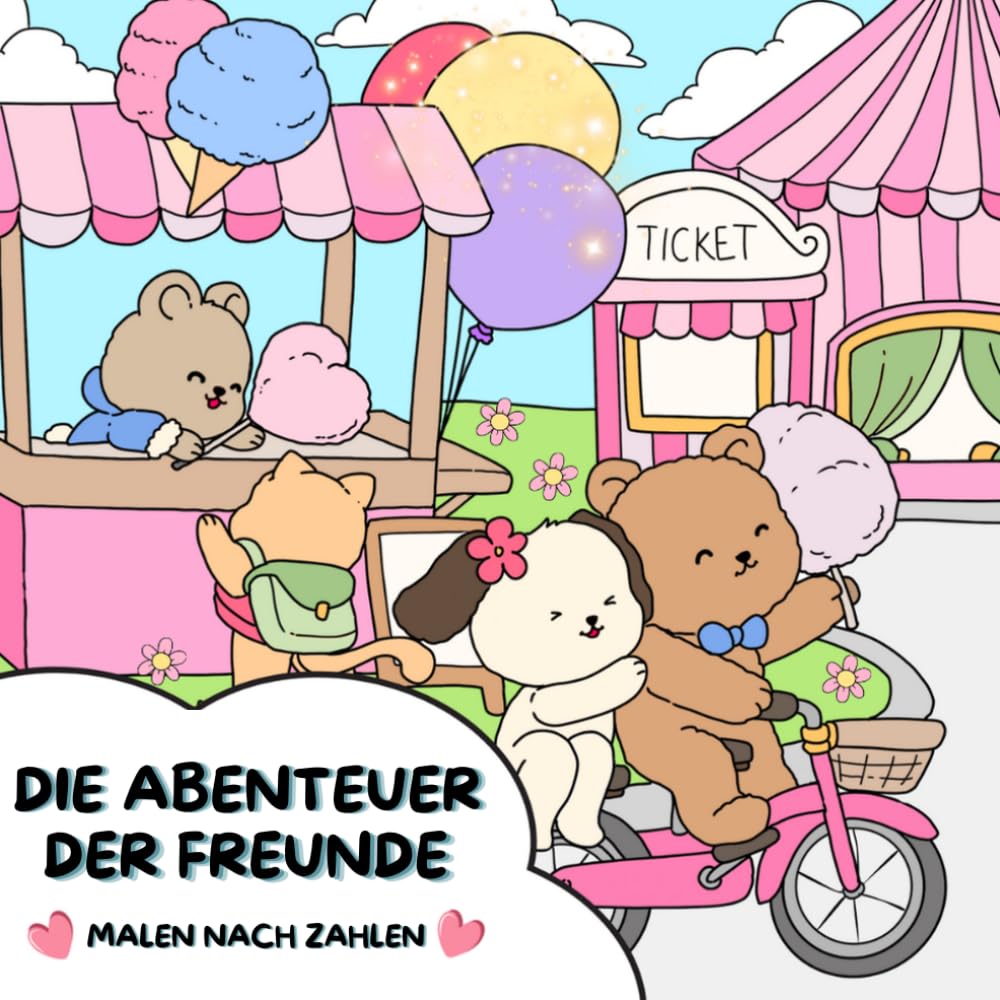 Die Abenteuer der Freunde – Malen nach Zahlen: Für Kinder und Erwachsene, ein einfaches und entspannendes Ausmalbuch zur Stressbewältigung (Malen nach Zahlen Ausmalbücher)