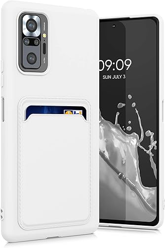 kwmobile Funda compatible con Xiaomi Redmi Note 10 Pro - Funda de teléfono TPU con tarjetero de crédito - Blanco