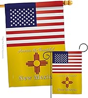Vista 1 de Juego de banderas de casa de jardín de Estados Unidos con diseño de Nueva México y Estados Unidos