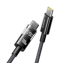 Baseus Cavo USB C con Display Digitale, Cavo di Ricarica Rapida da Tipo C a C da 100 W con 480 Mbps, Cavo intrecciato, Compatibile con iPhone16, 16Pro, 16Pro Max, 15, Samsung S24U, MacBook, Surface, 1 m